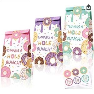 24 pack Donut Goodie bags with thanks a whole bunch stickers.